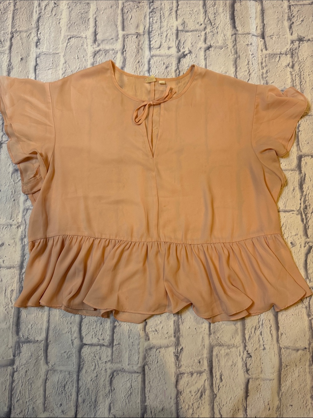 Light Peach Ruffle-Hem Women's Blouse